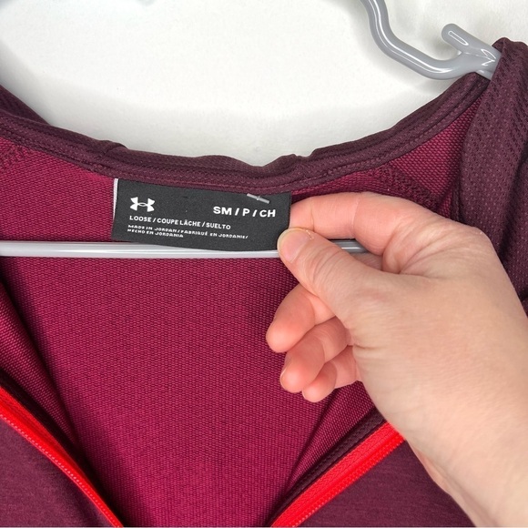 Under Armour Crimson Coral Full Zip Up Hooded Sweatshirt Athletic Jacket Small - Picture 7 of 15